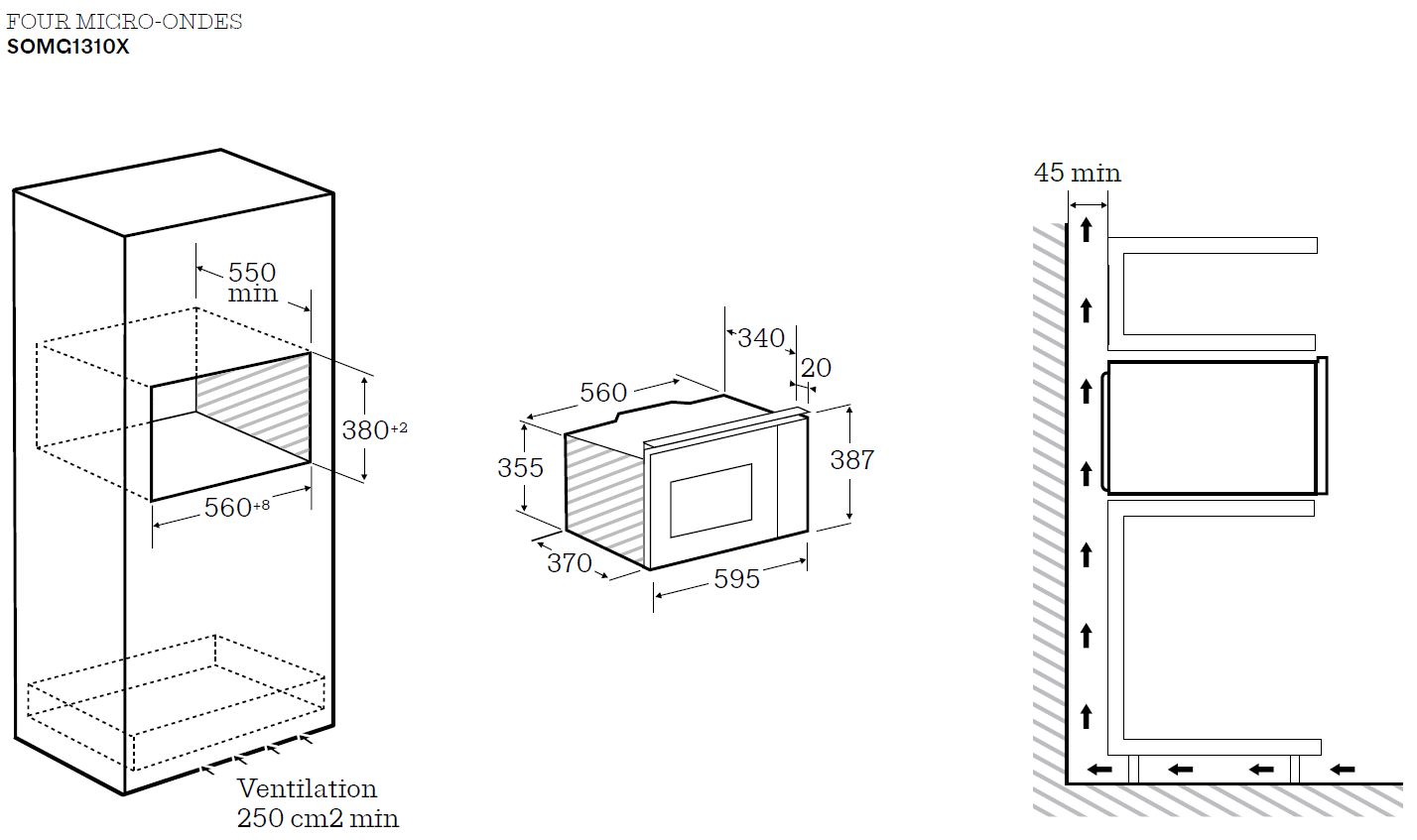 FOUR MICRO ONDES SCHOLTES 30 L NOIR SOMG1310X – Image 2
