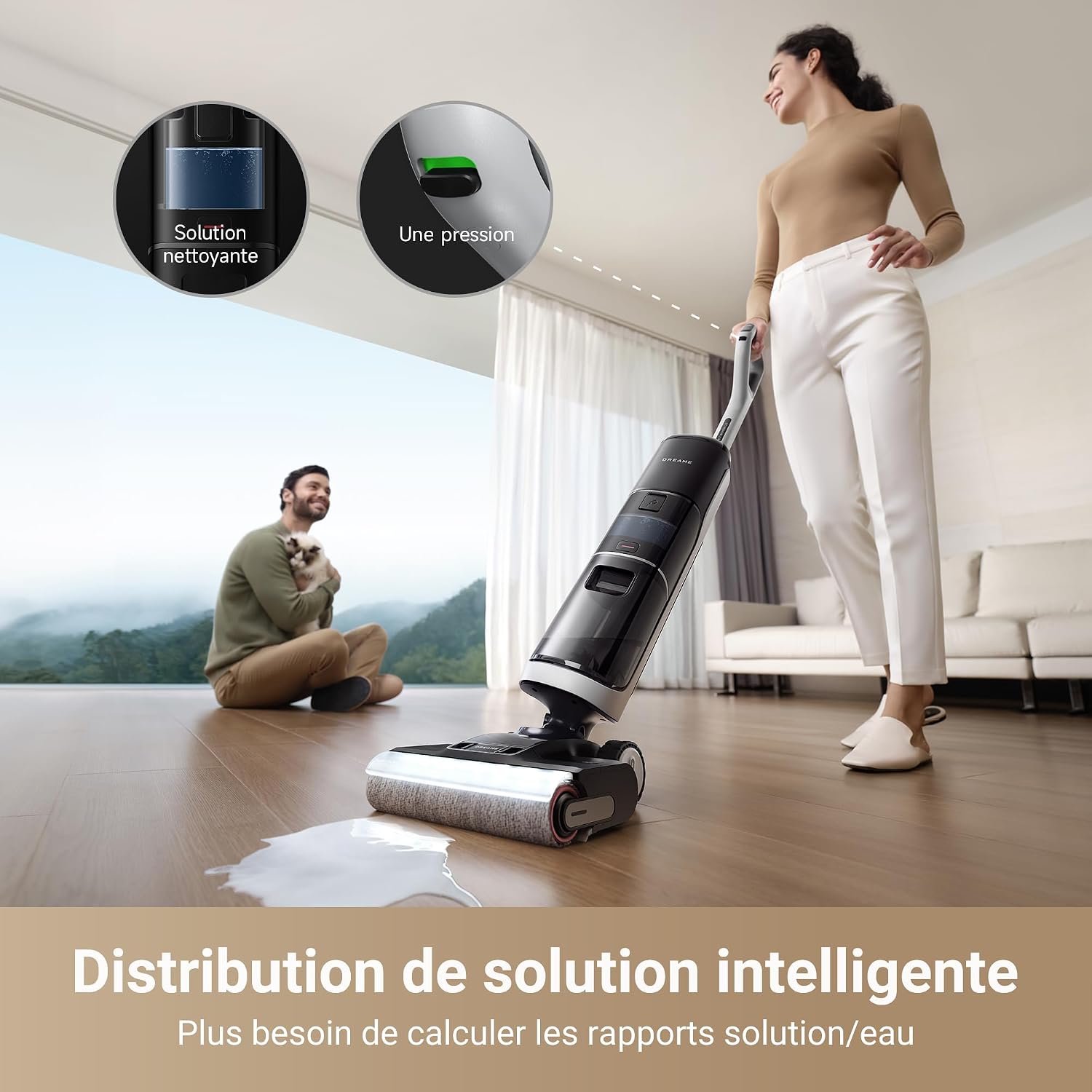 dreame H14 Pro Aspirateur Laveur, Design Plat à 180°, Nett. Brosse 60 °C