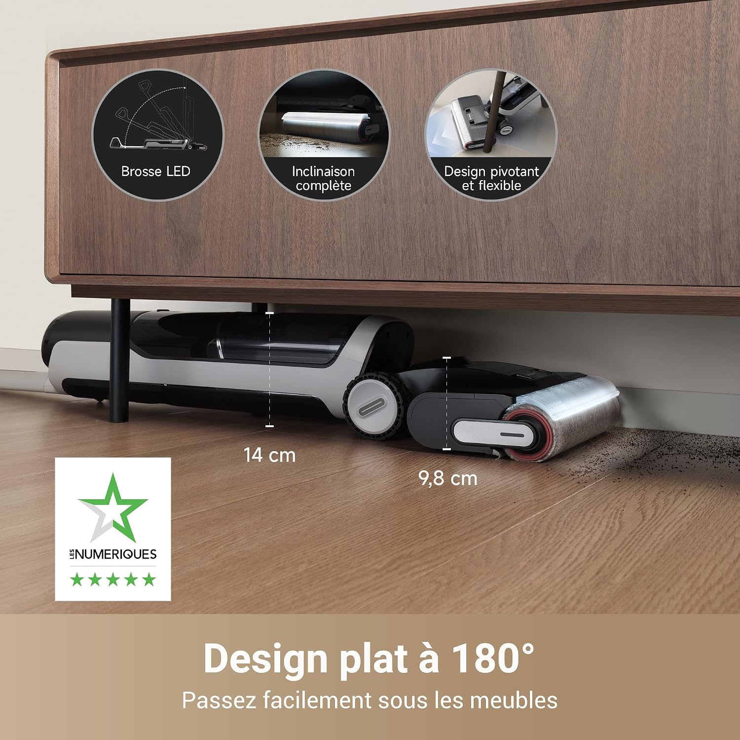 dreame H14 Pro Aspirateur Laveur, Design Plat à 180°, Nett. Brosse 60 °C – Image 9